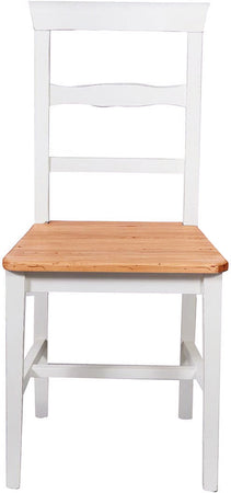 Biscottini Sedia Country con struttura in faggio finitura bianca e seduta in legno massello di tiglio finitura naturale Made in Italy