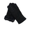 Gloves - Guanti Donna Neri Scamosciati in vero montone Shearling - Pelo Nero e Grigio