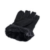 Gloves - Guanti Donna Neri Scamosciati in vero montone Shearling - Pelo Nero e Grigio