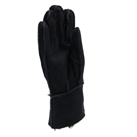 Gloves - Guanti Donna Neri Scamosciati in vero montone Shearling - Pelo Nero e Grigio