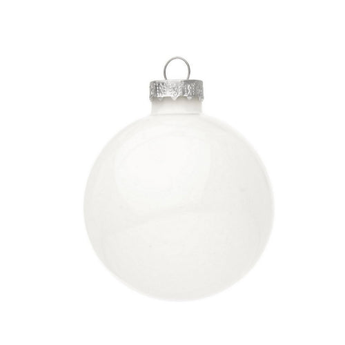 Palline in vetro Bianco Lucido tinta unita per albero di Natale moderno