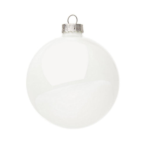 Palline in vetro Bianco Lucido tinta unita per albero di Natale moderno