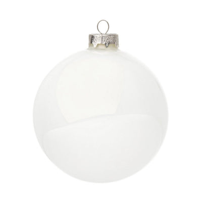 Palline in vetro Bianco Lucido tinta unita per albero di Natale moderno