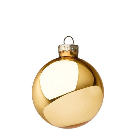 Palline in vetro "Oro Lucido" tinta unita per albero di Natale moderno