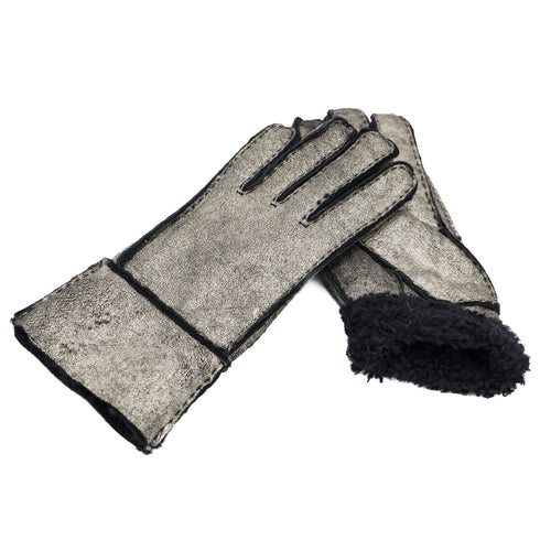 Gloves - Guanti Donna Dorati in vero montone Shearling - Pelo Nero