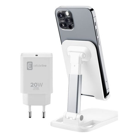Caricabatterie Cellular Line CHARGESTANDKITIPH CHARGE & STAND KIT Whit