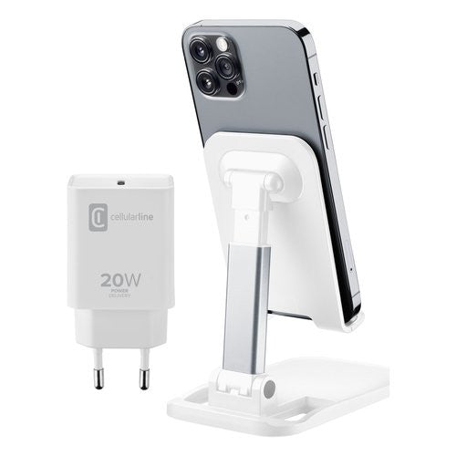 Caricabatterie Cellular Line CHARGESTANDKITIPH CHARGE & STAND KIT Whit