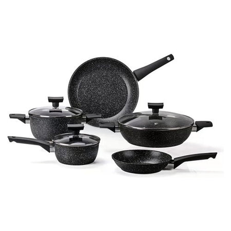 Batteria pentole Alluflon Moneta A01A176508 MAGNOLIA Stone black