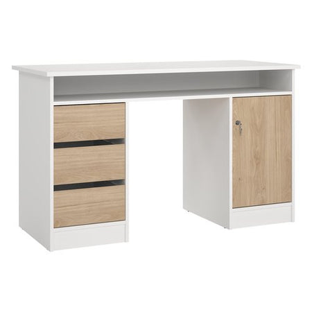 Scrivania Tvilum 7049149HL FUNCTION PLUS Bianco e Jackson hickory