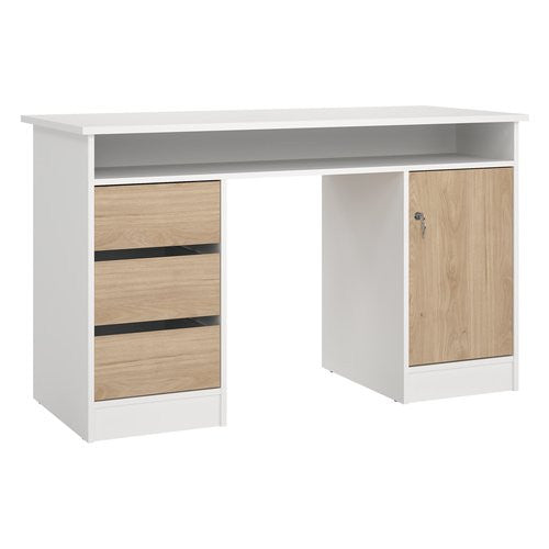 Scrivania Tvilum 7049149HL FUNCTION PLUS Bianco e Jackson hickory