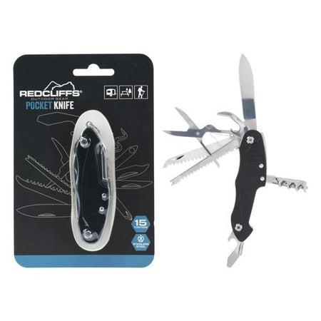 Coltellino multiuso Redcliffs X20200170 15 funzioni Nero