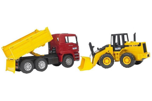 Camion Man con ruspa e pala meccanica Bruder