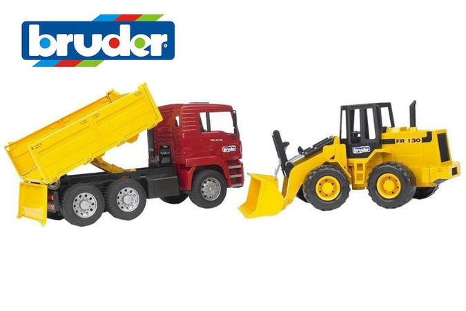 Camion Man con ruspa e pala meccanica Bruder