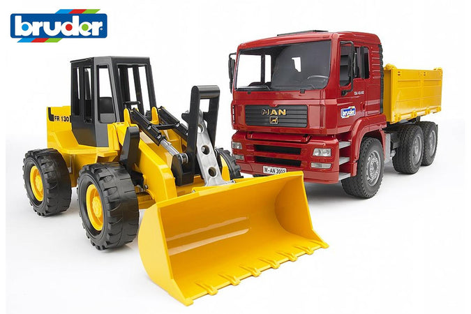 Camion Man con ruspa e pala meccanica Bruder