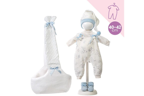 Tutina Bianca e Azzurra e Sacca 42cm