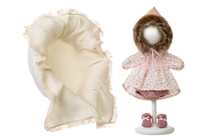 Abito Rosa con Cappello e Cuscino Bianco 42cm