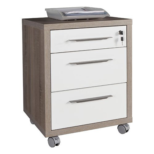 Cassettiera ufficio Composad CT4811K51204 DISEGNO Bianco laccato e Rov