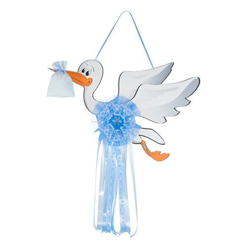 Fiocco nascita Baby Idea FC CI G Cicogna grande Azzurro