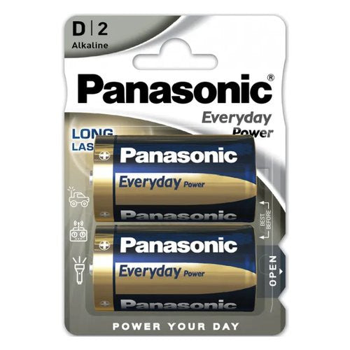 Batteria Torcia D Panasonic LR20EPS 2BP EVERYDAY POWER