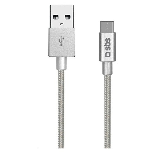 Cavo USB C Sbs TECABLETC15BS CHARGING DATA CABLE Braided Silver