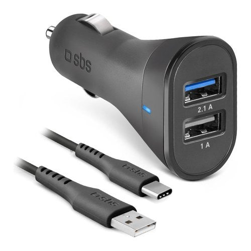 Caricabatterie accendisigari Sbs TEKITCRC2U21AUL CAR CHARGER KIT 12W B