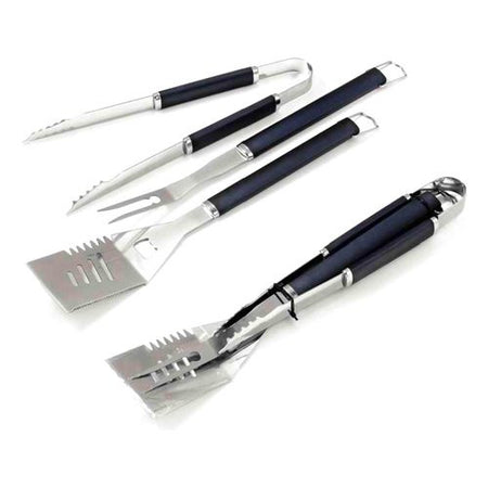 Set attrezzi barbecue Ompagrill 03450 3 Pezzi Inox e Nero
