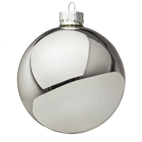 Palline per albero di Natale in vetro decorate color argento lucido