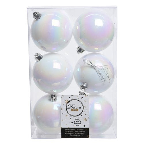 Palline albero Amicasa 9022054 Sfera Mix White iris