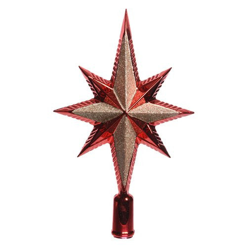 Puntale albero di natale Amicasa 9029099 Stella Lusso Red