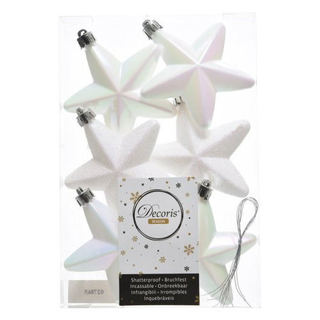 Palline albero Amicasa 9027865 Stelle Mix White iris