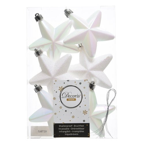 Palline albero Amicasa 9027865 Stelle Mix White iris