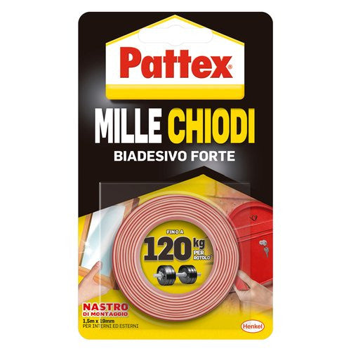 Nastro biadesivo Pattex 2857838 MILLE CHIODI Extra Forte Bianco