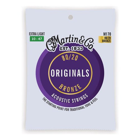 Muta corde chitarra acustica Martin & Co M170 ORIGINALS 80 20 Extra Li