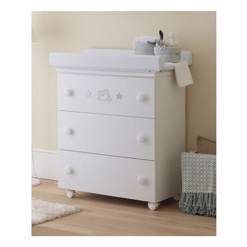 Bagnetto fasciatoio Pali 0533Teo TEO 3 cassetti Bianco e Tortora