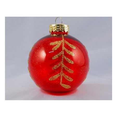 Pallina albero Santa Claus TE191921 Sfera Ramo Rosso Oro Assortito