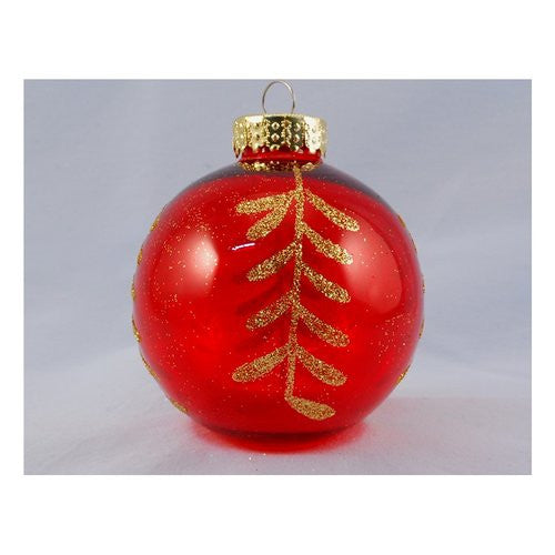 Pallina albero Santa Claus TE191921 Sfera Ramo Rosso Oro Assortito