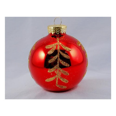 Pallina albero Santa Claus TE191617 Sfera Ramo Rosso Oro Assortito