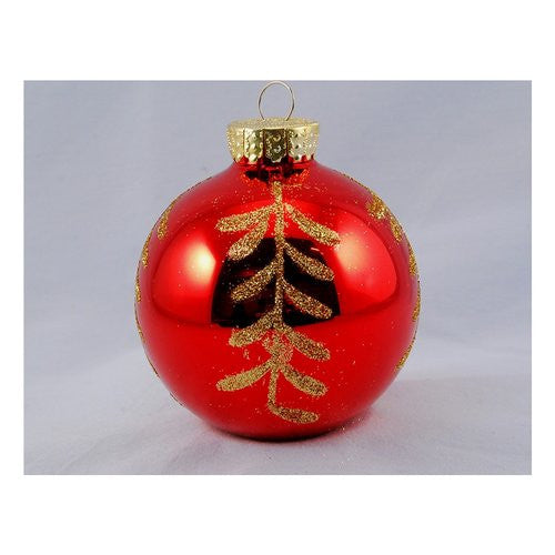 Pallina albero Santa Claus TE191617 Sfera Ramo Rosso Oro Assortito
