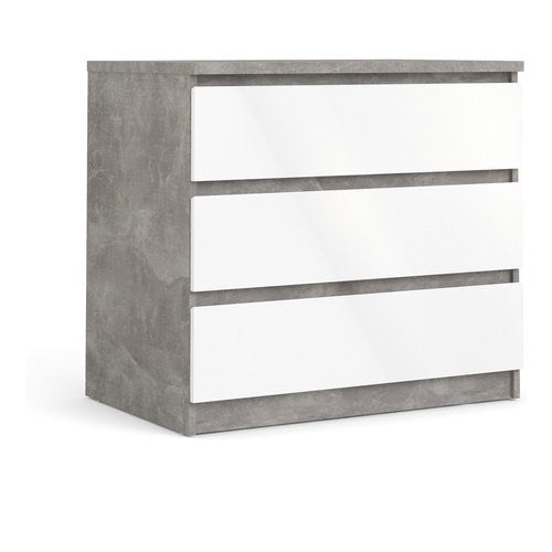 Cassettiera Tvilum 76235GXUU NAIA Ossido cemento e Bianco lucido