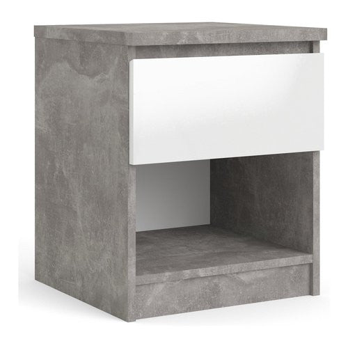 Comodino Tvilum 76238GXUU NAIA Ossido cemento e Bianco lucido