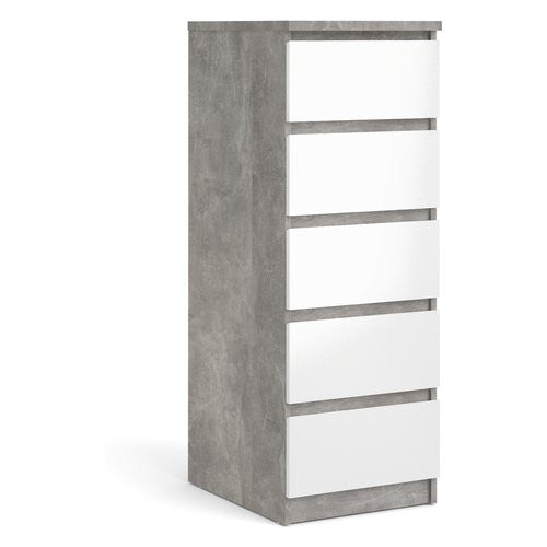 Cassettiera Tvilum 76233GXUU NAIA Ossido cemento e Bianco lucido