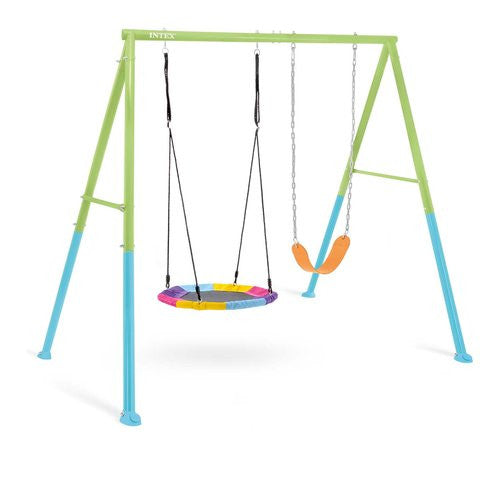 Altalena Intex 44125 1P + dondolo a nido Azzurro e Verde