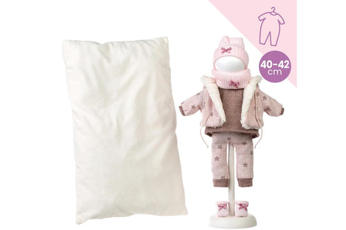 Tutina Rosa con Stelle e Cuscino Bianco 40cm