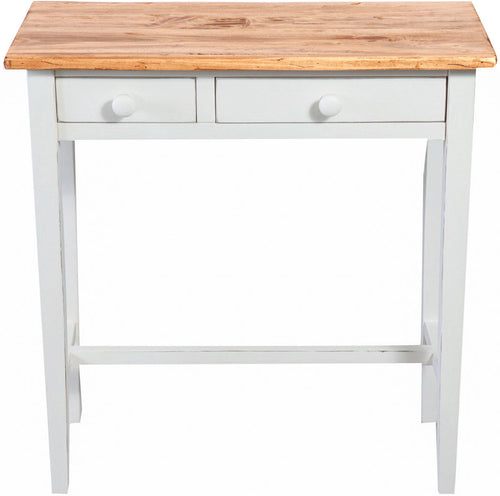 Biscottini Tavolino consolle Country in legno massello di tiglio struttura bianca anticata finitura naturale L73xPR36xH75 cm. Made in Italy