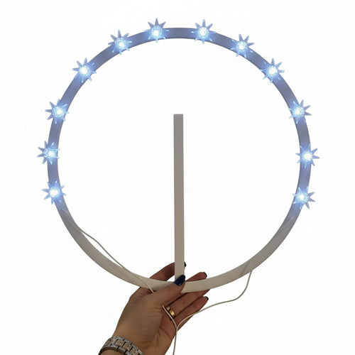 CORONCINA LUMINOSA A LUCE LED STELLARIO VOTIVO SACRO STATUE PLEXIGLASS ELETTRICO