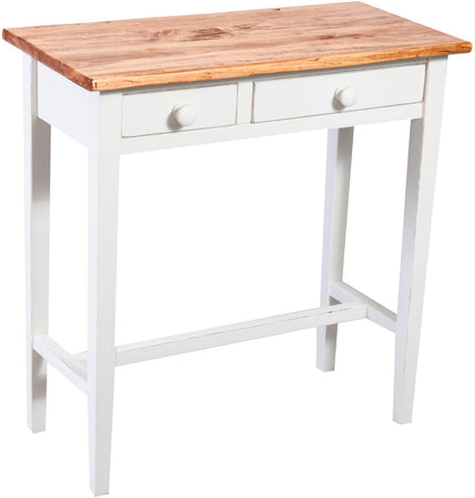 Biscottini Tavolino consolle Country in legno massello di tiglio struttura bianca anticata finitura naturale L73xPR36xH75 cm. Made in Italy