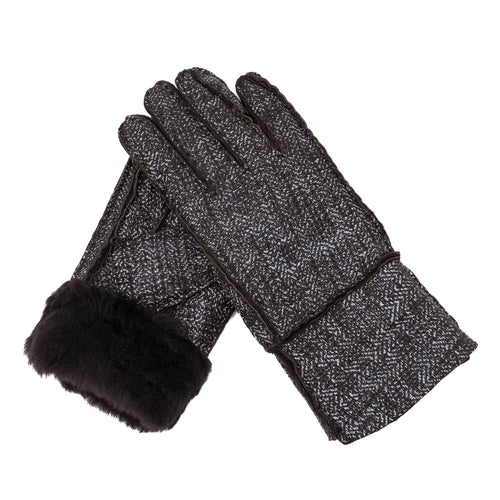 Gloves - Guanti Donna Testa di Moro Stampata in vero montone Shearling - Pelo Testa di Moro
