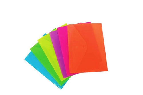 Buste Portadocumenti Fluo con Bottone 24x12 cm 6 pezzi