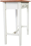Biscottini Tavolino consolle Country in legno massello di tiglio struttura bianca anticata finitura naturale L73xPR36xH75 cm. Made in Italy