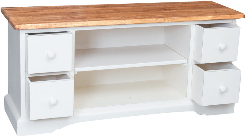 Biscottini Mobile TV Country Biscottini legno massello tiglio bianco anticato piano